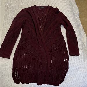 Elegant Maroon Open-Front Cardigan